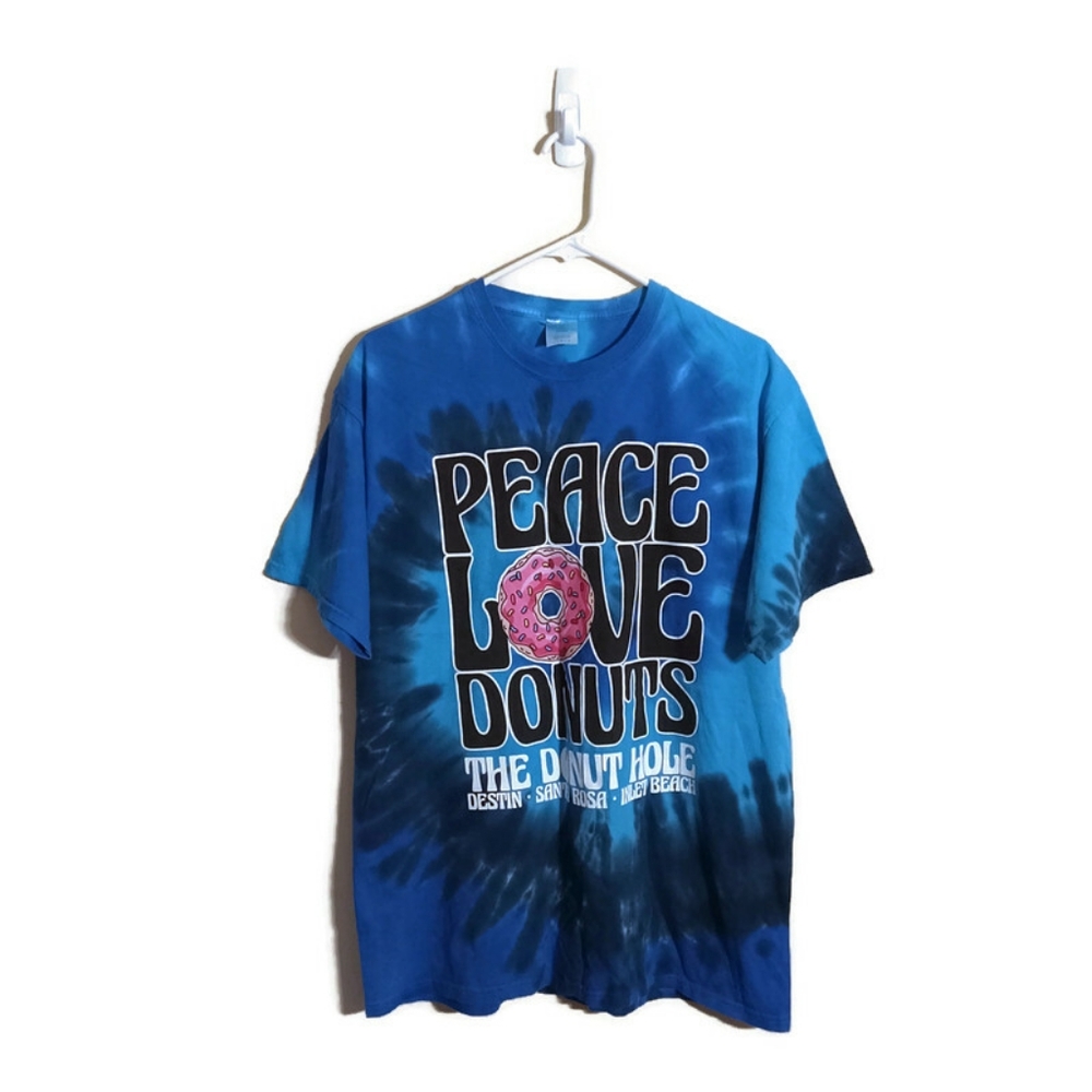 The Donut Hole Peace Love Donuts Tie Dye Short Sleeve T-Shirt Sz Large